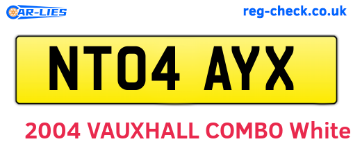 NT04AYX are the vehicle registration plates.