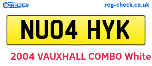 NU04HYK are the vehicle registration plates.