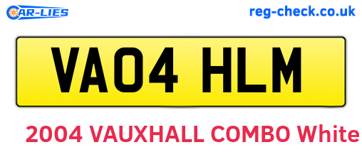 VA04HLM are the vehicle registration plates.