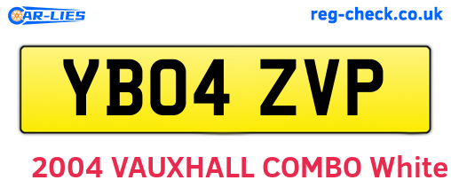 YB04ZVP are the vehicle registration plates.