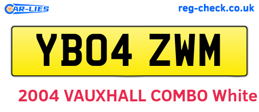 YB04ZWM are the vehicle registration plates.