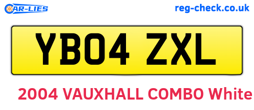 YB04ZXL are the vehicle registration plates.
