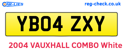 YB04ZXY are the vehicle registration plates.