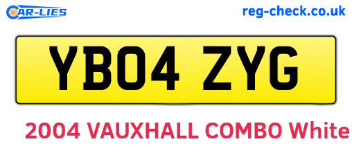 YB04ZYG are the vehicle registration plates.