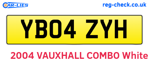 YB04ZYH are the vehicle registration plates.
