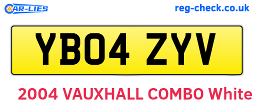 YB04ZYV are the vehicle registration plates.
