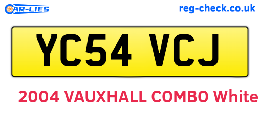 YC54VCJ are the vehicle registration plates.