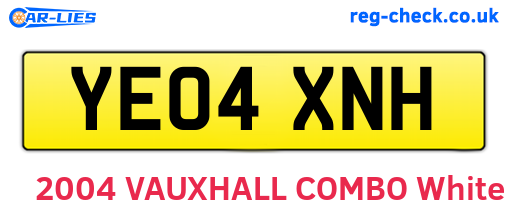 YE04XNH are the vehicle registration plates.