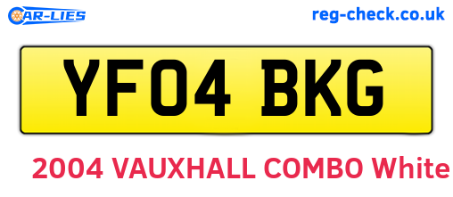 YF04BKG are the vehicle registration plates.