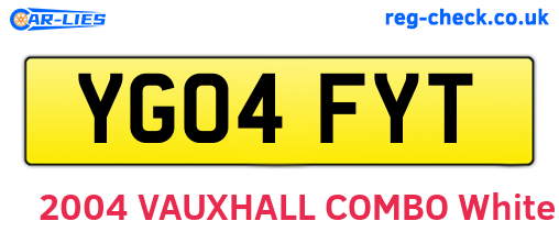YG04FYT are the vehicle registration plates.