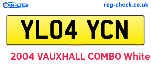 YL04YCN are the vehicle registration plates.