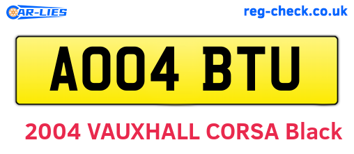 AO04BTU are the vehicle registration plates.