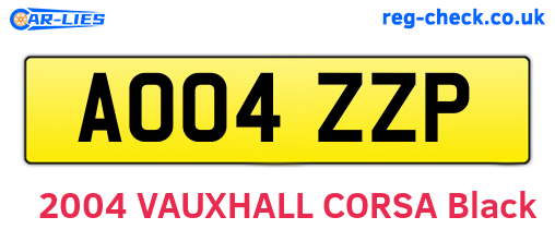 AO04ZZP are the vehicle registration plates.