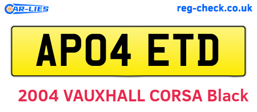 AP04ETD are the vehicle registration plates.