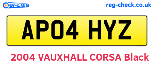 AP04HYZ are the vehicle registration plates.