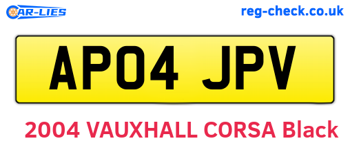 AP04JPV are the vehicle registration plates.
