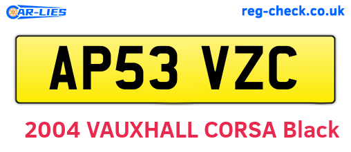 AP53VZC are the vehicle registration plates.