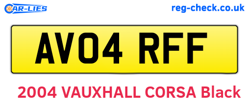 AV04RFF are the vehicle registration plates.