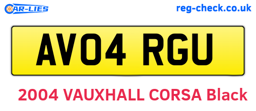 AV04RGU are the vehicle registration plates.