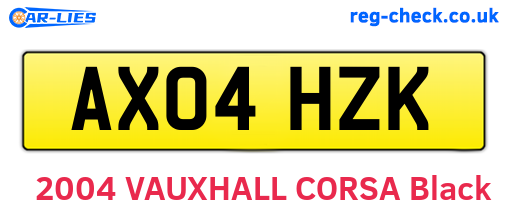 AX04HZK are the vehicle registration plates.