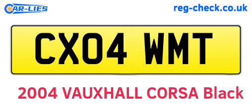 CX04WMT are the vehicle registration plates.