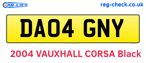 DA04GNY are the vehicle registration plates.