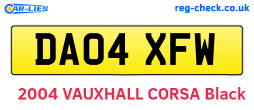 DA04XFW are the vehicle registration plates.