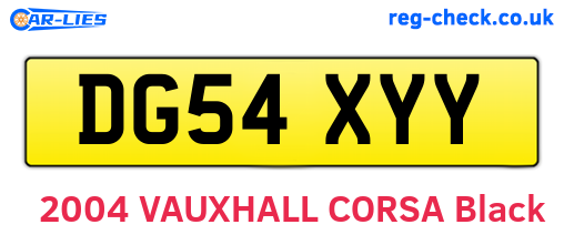 DG54XYY are the vehicle registration plates.