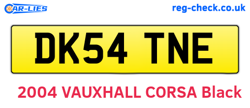 DK54TNE are the vehicle registration plates.