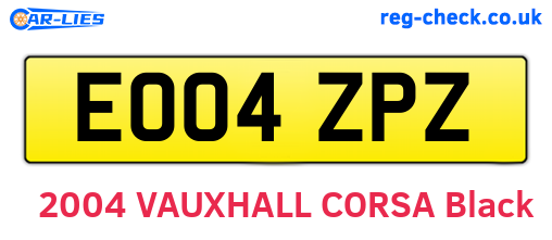 EO04ZPZ are the vehicle registration plates.