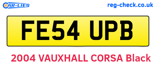 FE54UPB are the vehicle registration plates.