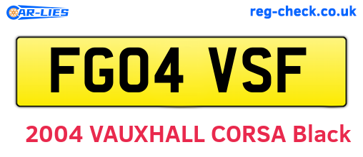 FG04VSF are the vehicle registration plates.