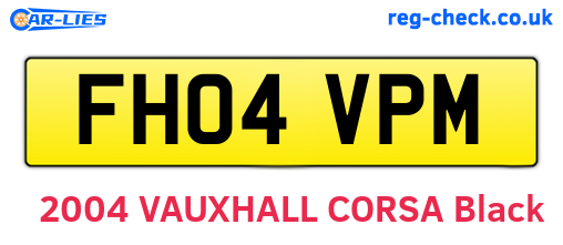 FH04VPM are the vehicle registration plates.