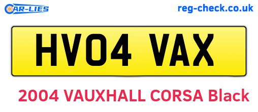 HV04VAX are the vehicle registration plates.