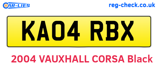 KA04RBX are the vehicle registration plates.