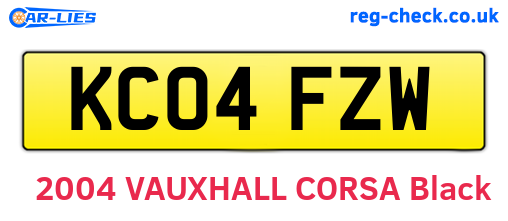 KC04FZW are the vehicle registration plates.