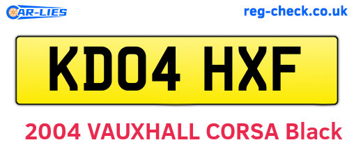 KD04HXF are the vehicle registration plates.