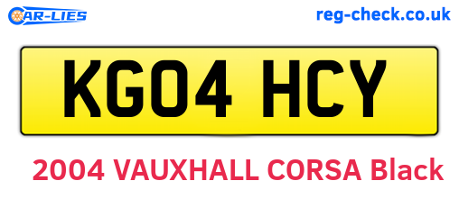 KG04HCY are the vehicle registration plates.