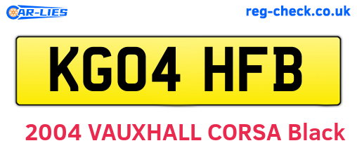 KG04HFB are the vehicle registration plates.