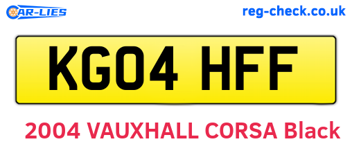 KG04HFF are the vehicle registration plates.