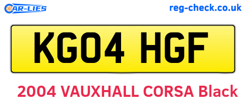 KG04HGF are the vehicle registration plates.