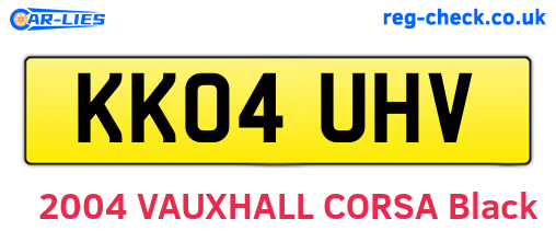 KK04UHV are the vehicle registration plates.