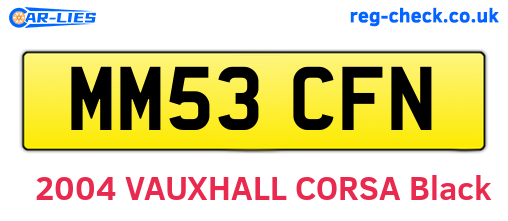 MM53CFN are the vehicle registration plates.