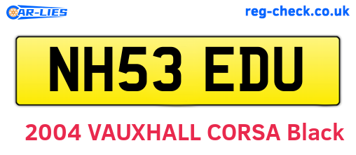 NH53EDU are the vehicle registration plates.