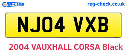 NJ04VXB are the vehicle registration plates.