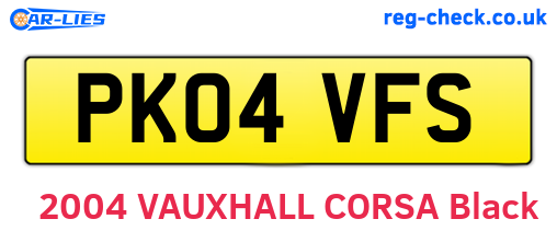 PK04VFS are the vehicle registration plates.