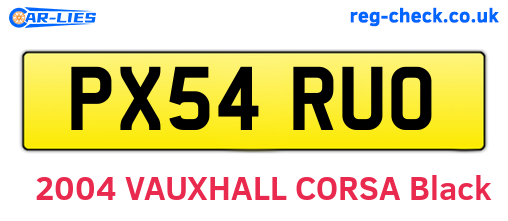 PX54RUO are the vehicle registration plates.