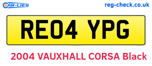 RE04YPG are the vehicle registration plates.