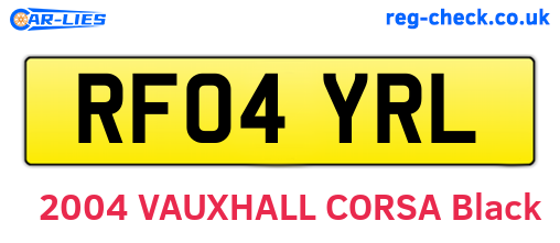 RF04YRL are the vehicle registration plates.