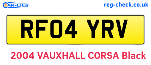RF04YRV are the vehicle registration plates.